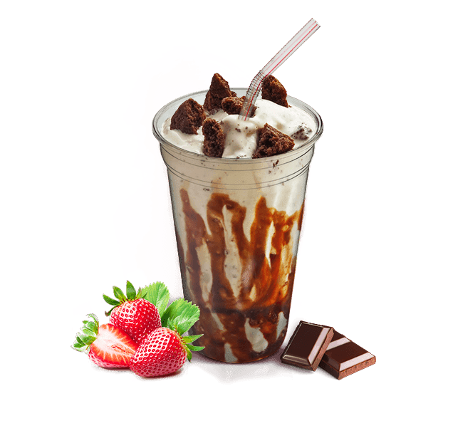 Chocolate milkshake with whipped cream and toppings